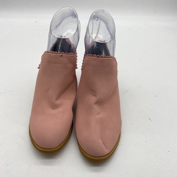 Shoes Pink Almond Toe Stacked Block Low Heel V Cut Ankle Boots Poshmark